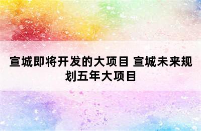 宣城即将开发的大项目 宣城未来规划五年大项目